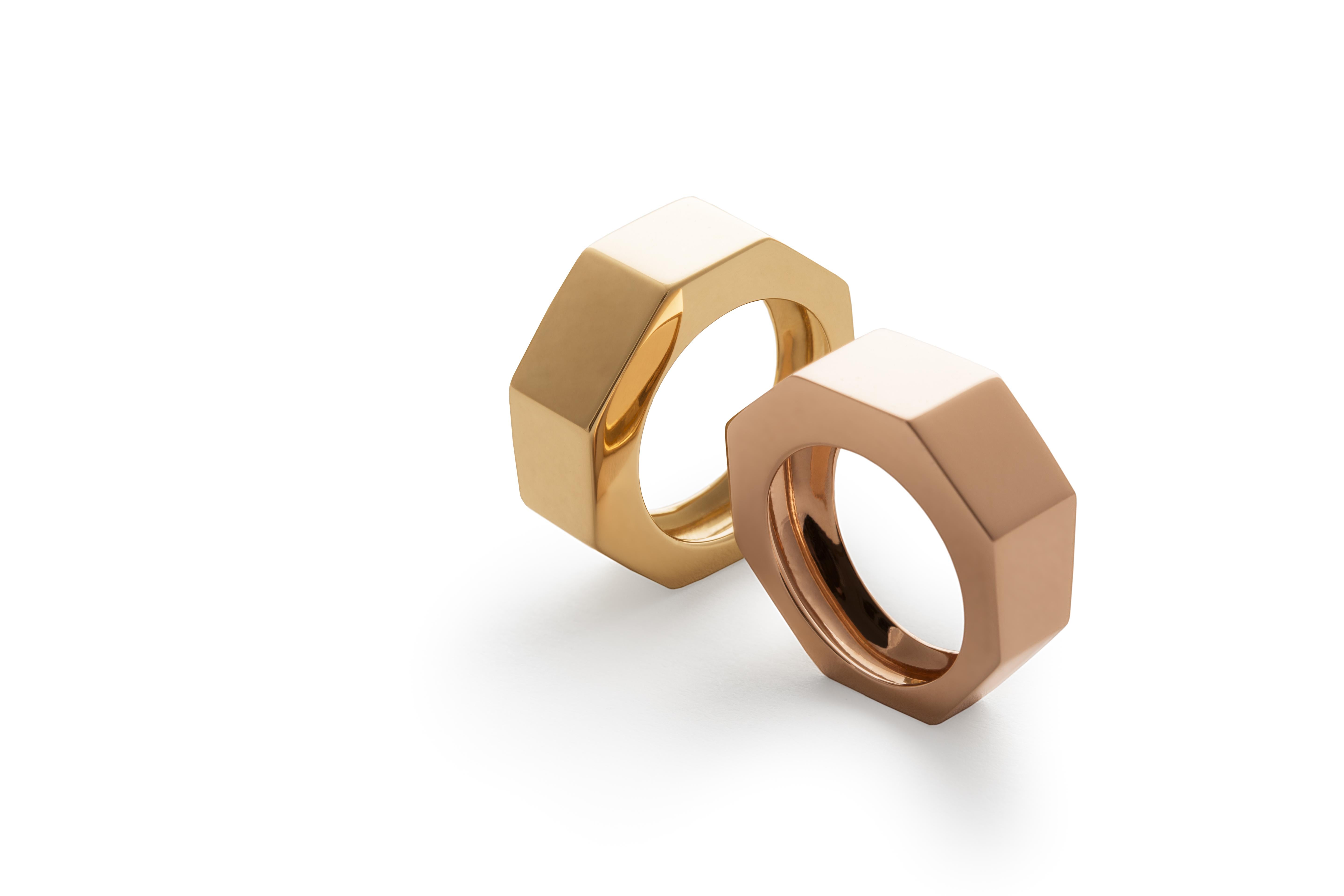 Rossella Ugolini Art Deco Style Personalized 18K Gold Unisex Modern Design Ring For Sale 2