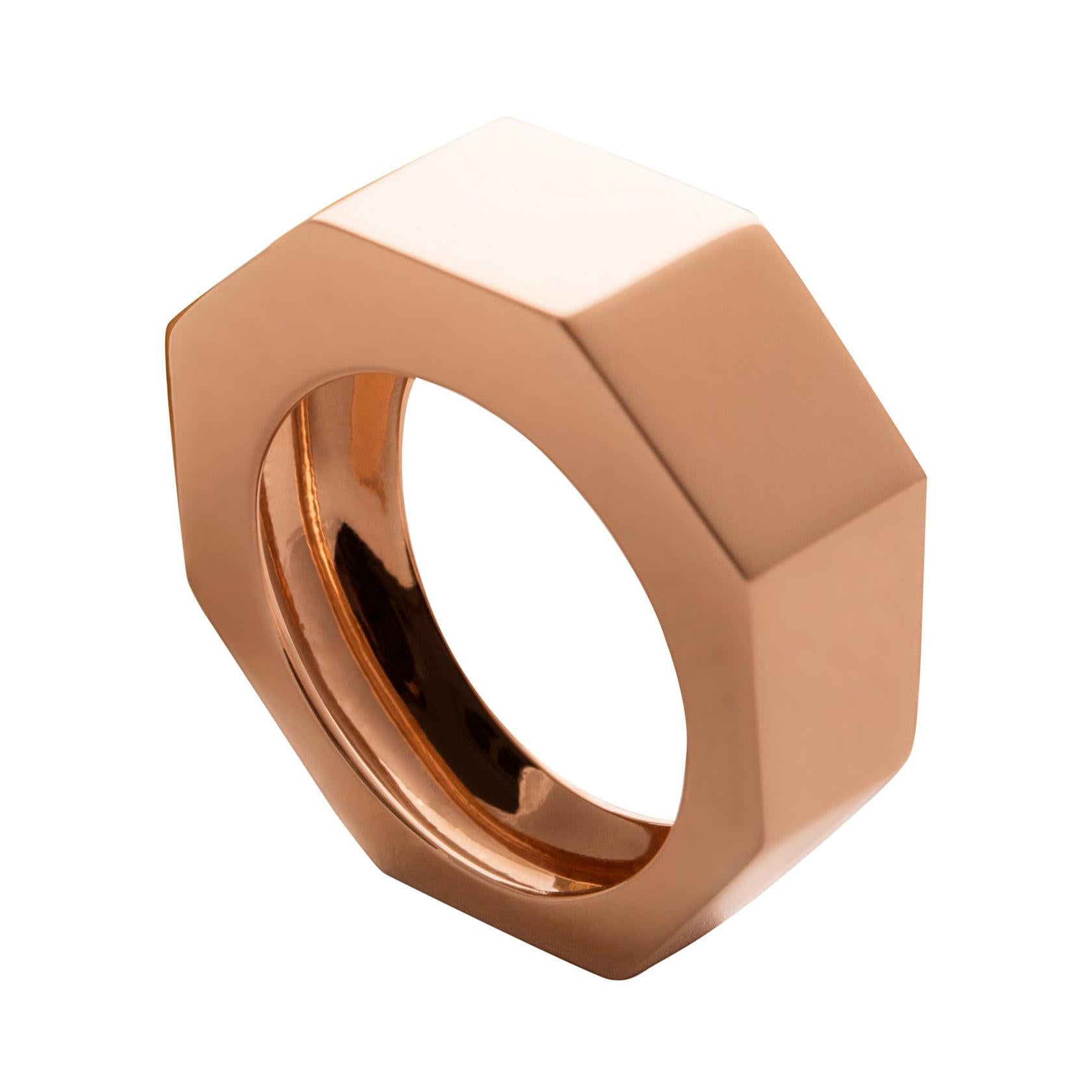Art Deco Style Personalized 18 Karat Gold Unisex Modern Design Ring For Sale