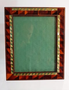 Art Deco Style Picture Frame in Lucite Tortoise and Picture Frame in Burl Wood