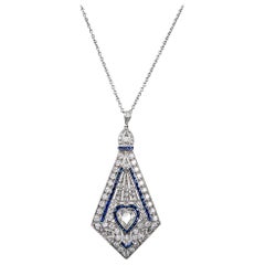 Art Deco Style Pin/Pendant with Heart-Shaped Diamond