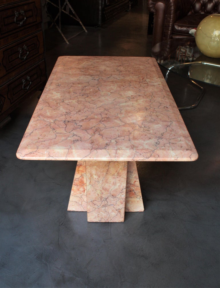 Art Deco Style Pink Marble Coffee Table, Italy, 1930s For Sale at 1stdibs