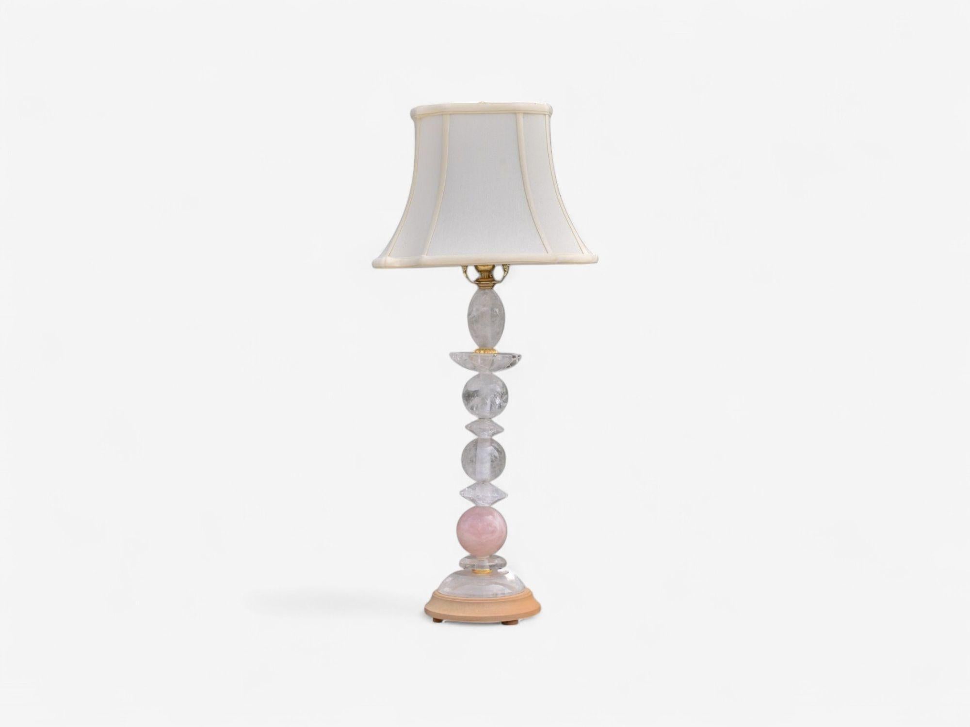 Art Deco Style, Rock Crystal, Brass, Table Lamps, France, 1960s

Pair of gorgeous Art Deco style rock crystal ball and plate shaped table lamps designed and produced in the later half of 20th century France. Each example has one-light socket on a
