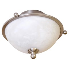 Retro Art Deco Style Plafonnier Ceiling Lamp with Alabaster Bowl