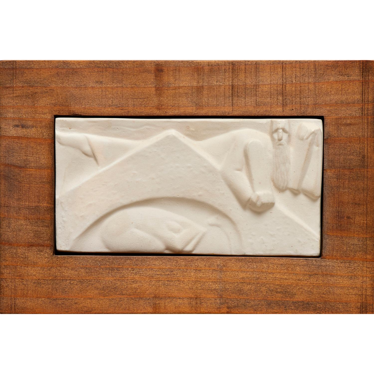 Art Deco-Style Plaster Relief Sculpture In Wood Panel - George Manuel Aarons In Good Condition For Sale In Morristown, NJ
