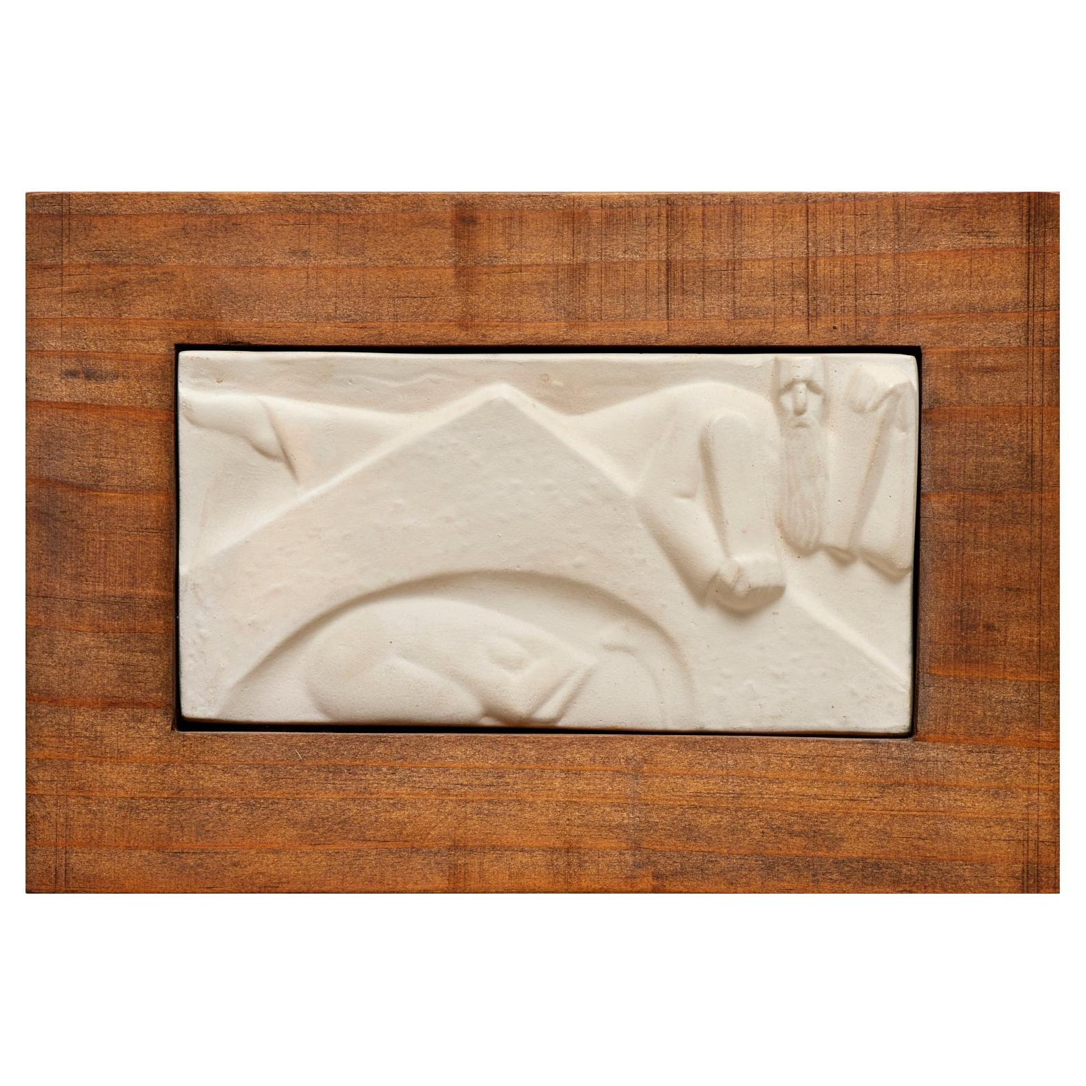 Art Deco-Style Plaster Relief Sculpture In Wood Panel - George Manuel Aarons
