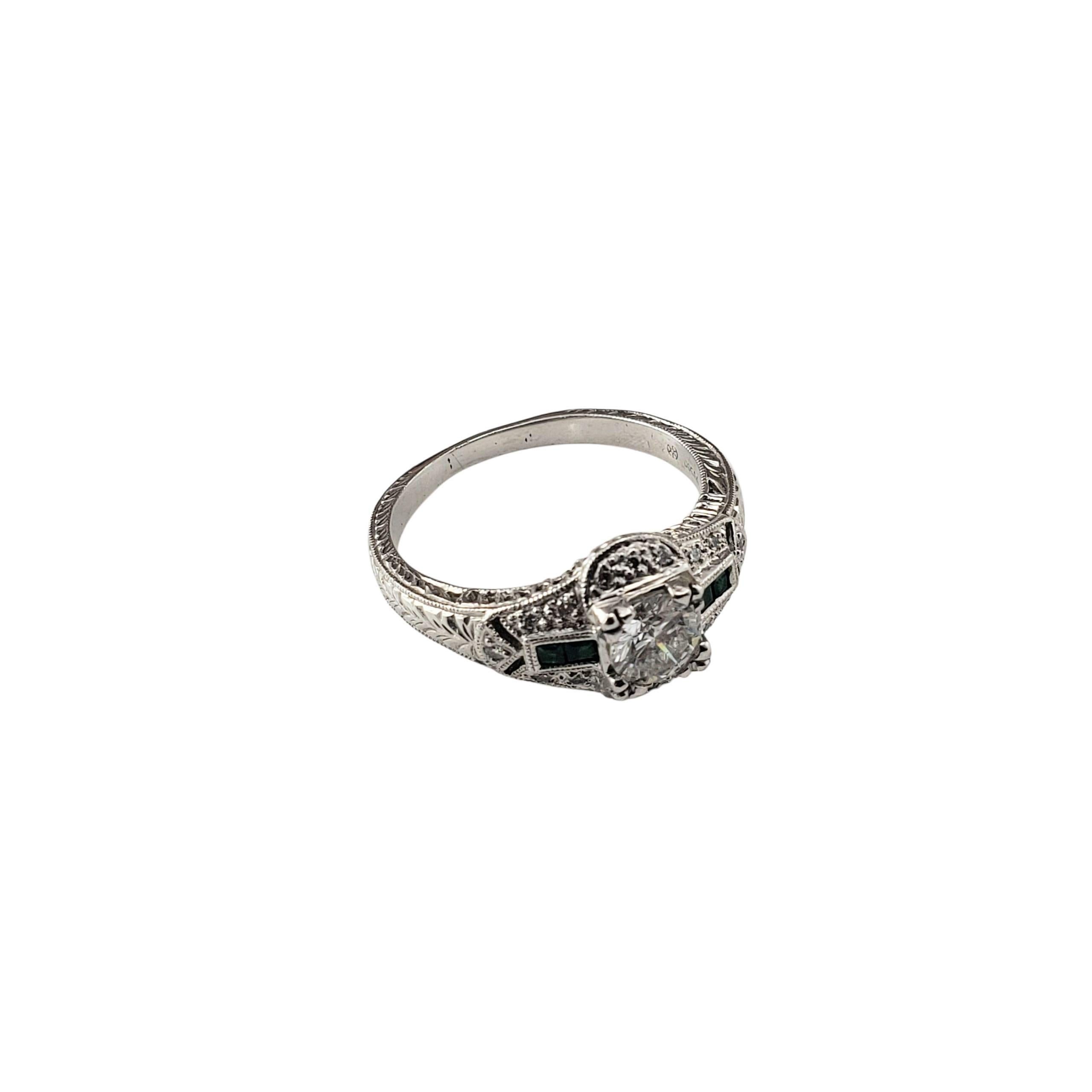 Brilliant Cut Art Deco Style Platinum and Diamond Engagement Ring Size 7.75 #22780 For Sale