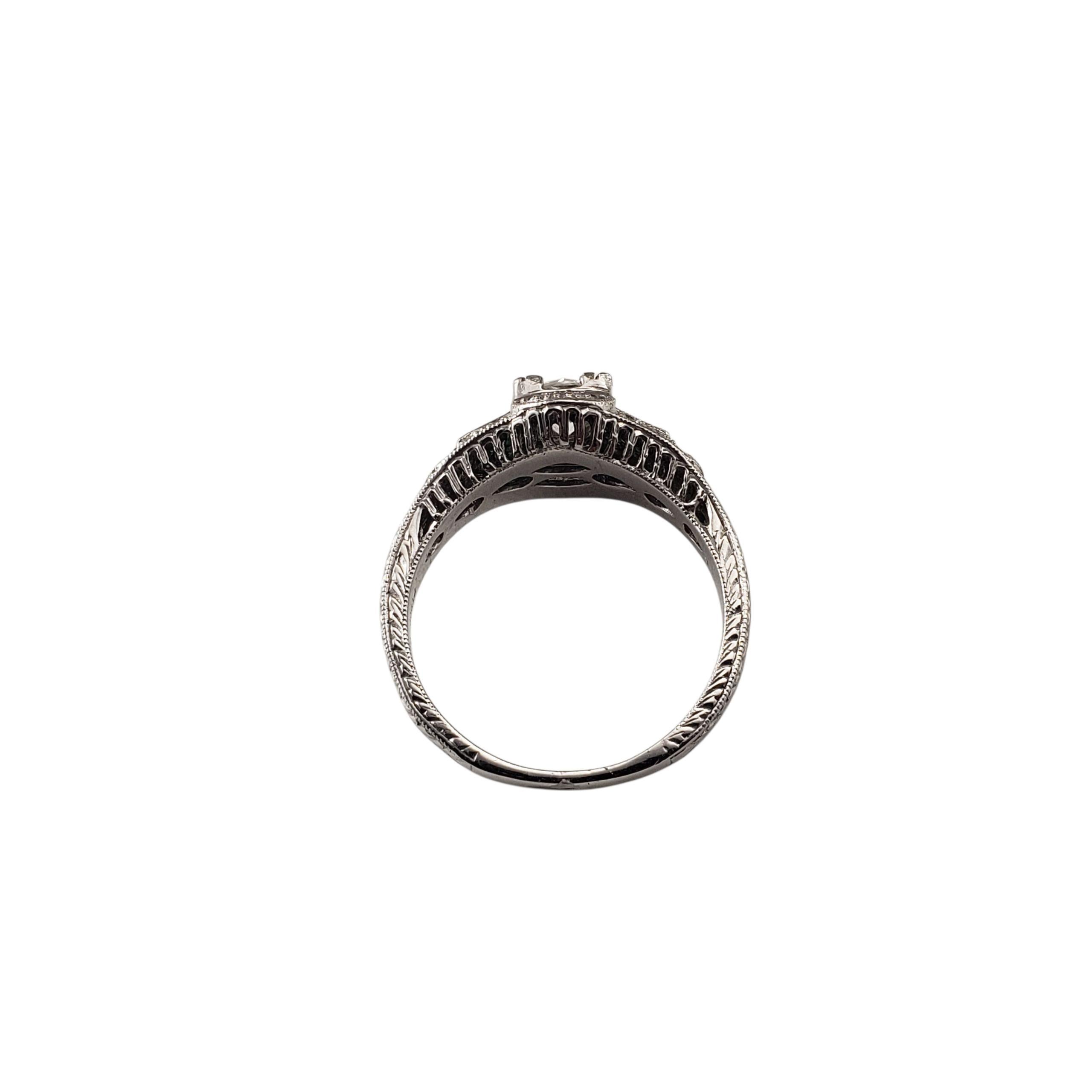 Art Deco Style Platinum and Diamond Engagement Ring Size 7.75 #22780 In Good Condition For Sale In Washington Depot, CT