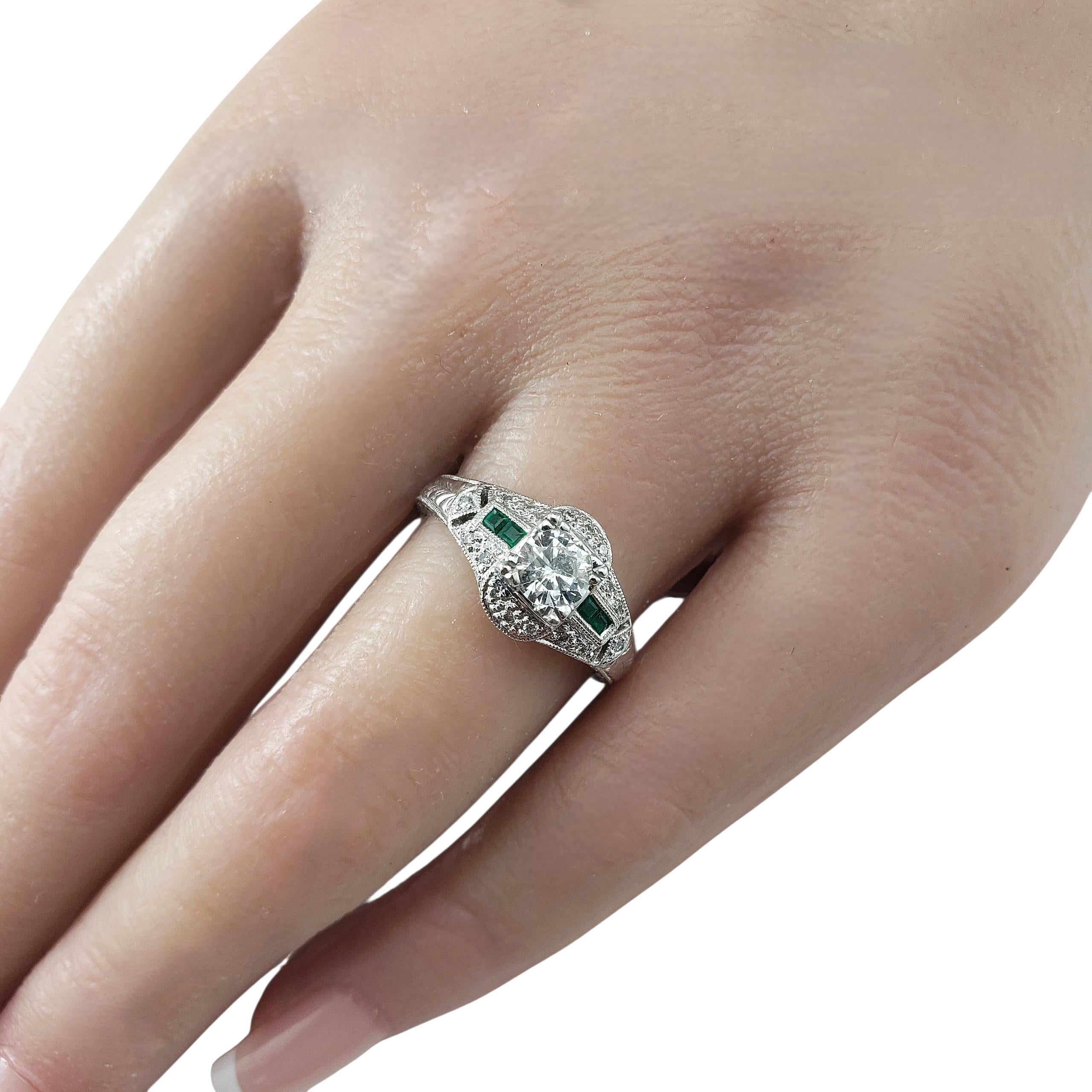 Art Deco Style Platinum and Diamond Engagement Ring Size 7.75 #22780 For Sale 2