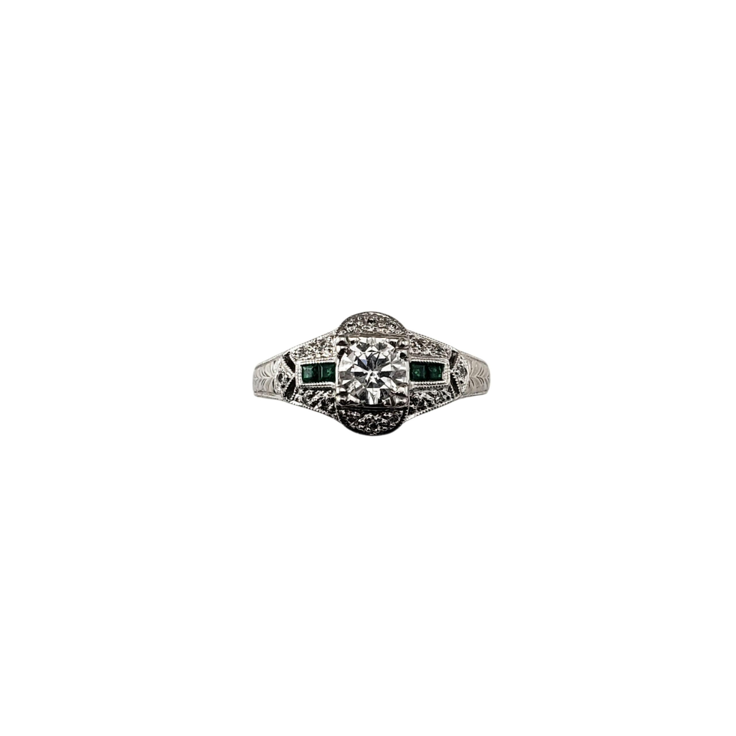 Art Deco Style Platinum and Diamond Engagement Ring Size 7.75 #22780 For Sale