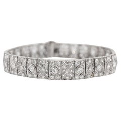 Pulsera Art Déco de platino, 120 diamantes, 5,60 ct, Europa Occidental, años 40