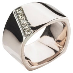 Bague unisexe de style Art déco en platine avec diamants blancs taille brillant