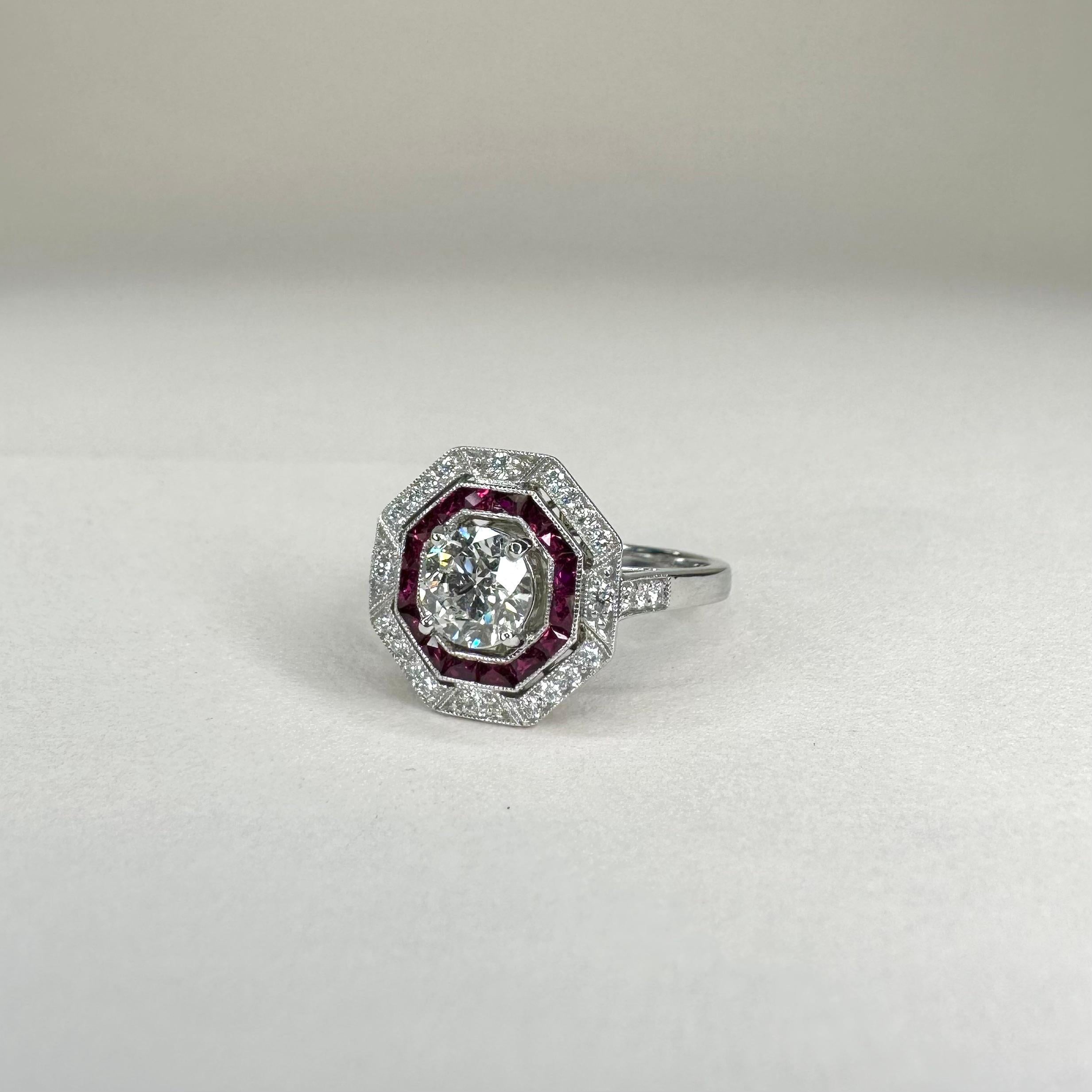 For Sale:  GIA Certified 0.70 Carat Platinum Calibre Cut Ruby Ring Art Deco Style 5