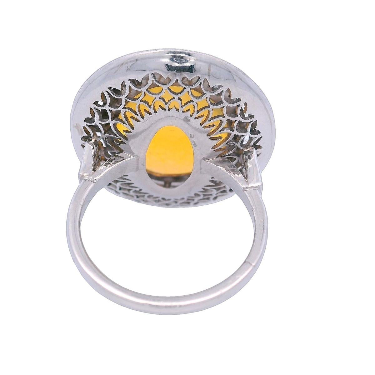 Femenino o masculino Anillo de Cóctel de Platino Estilo Art Déco con Ópalo y Diamantes en venta