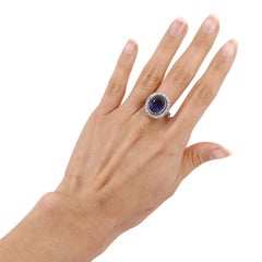 Art Deco Style Platinum Cocktail Ring with Tanzanite and Diamonds