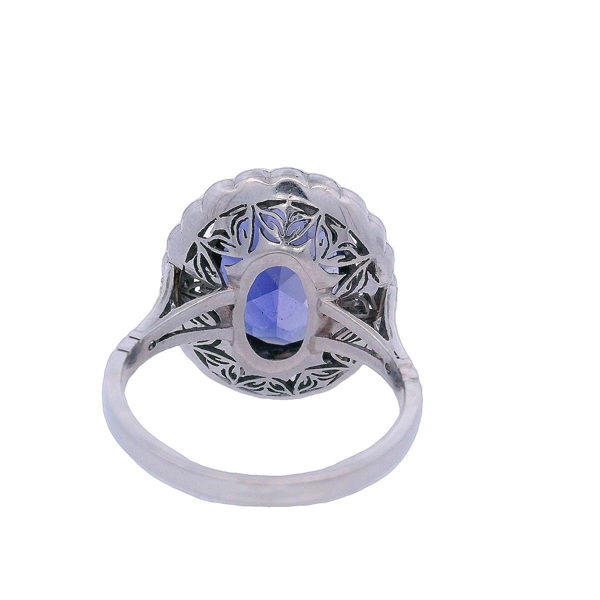 Anello da cocktail in platino in stile Art Deco con tanzanite e diamanti In condizioni ottime in vendita a Aventura, FL