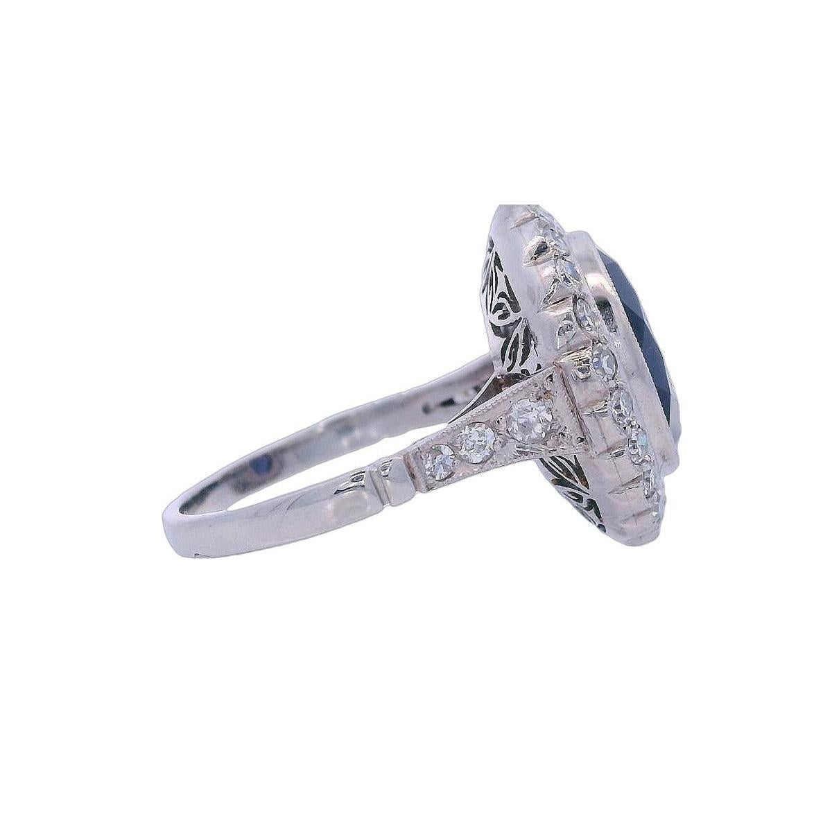 Anello da cocktail in platino in stile Art Deco con tanzanite e diamanti in vendita 2