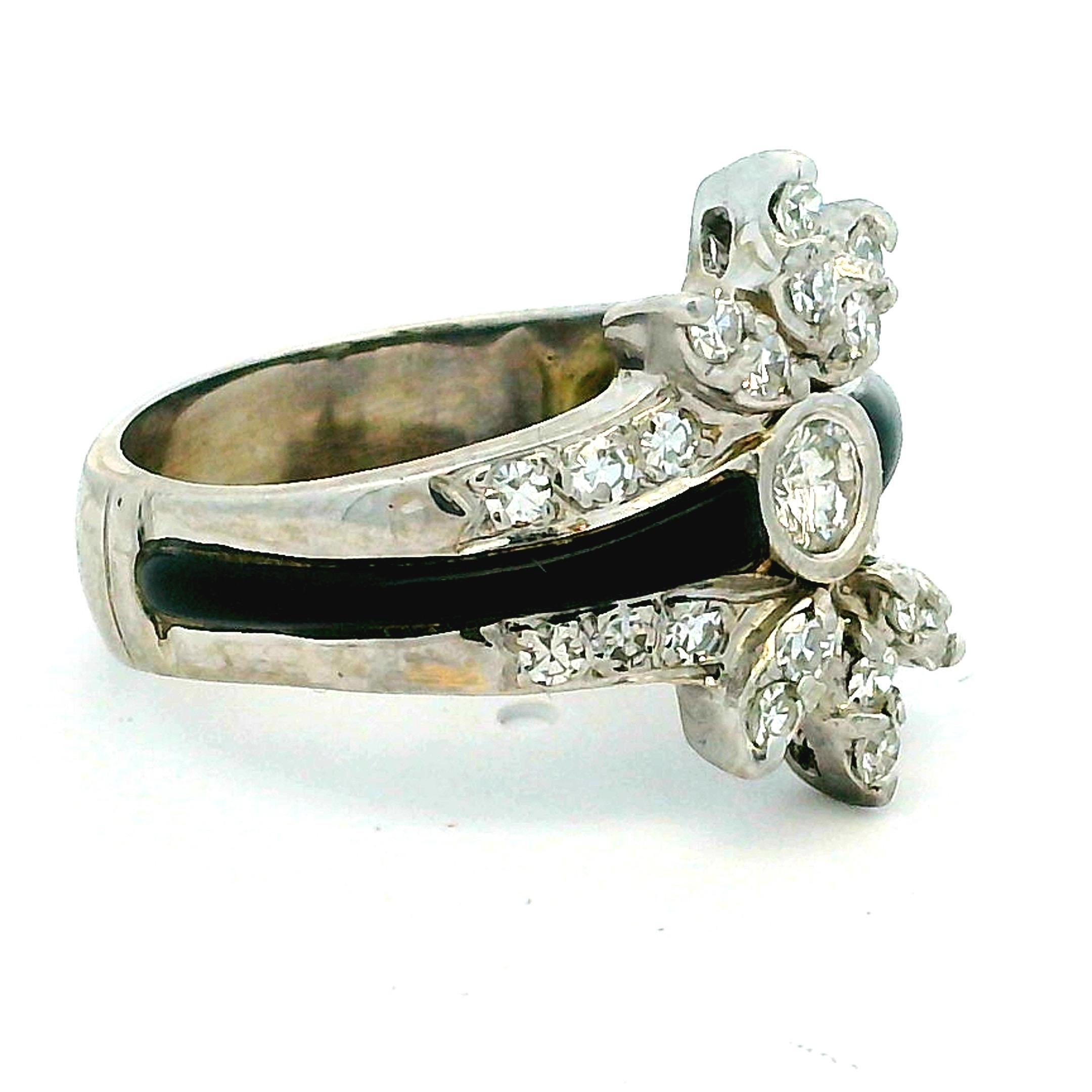 Anillo de Platino con Diamantes y Ónix Estilo Art Déco - 1,15 Quilates, Talla 6,75 Corte mixto en venta