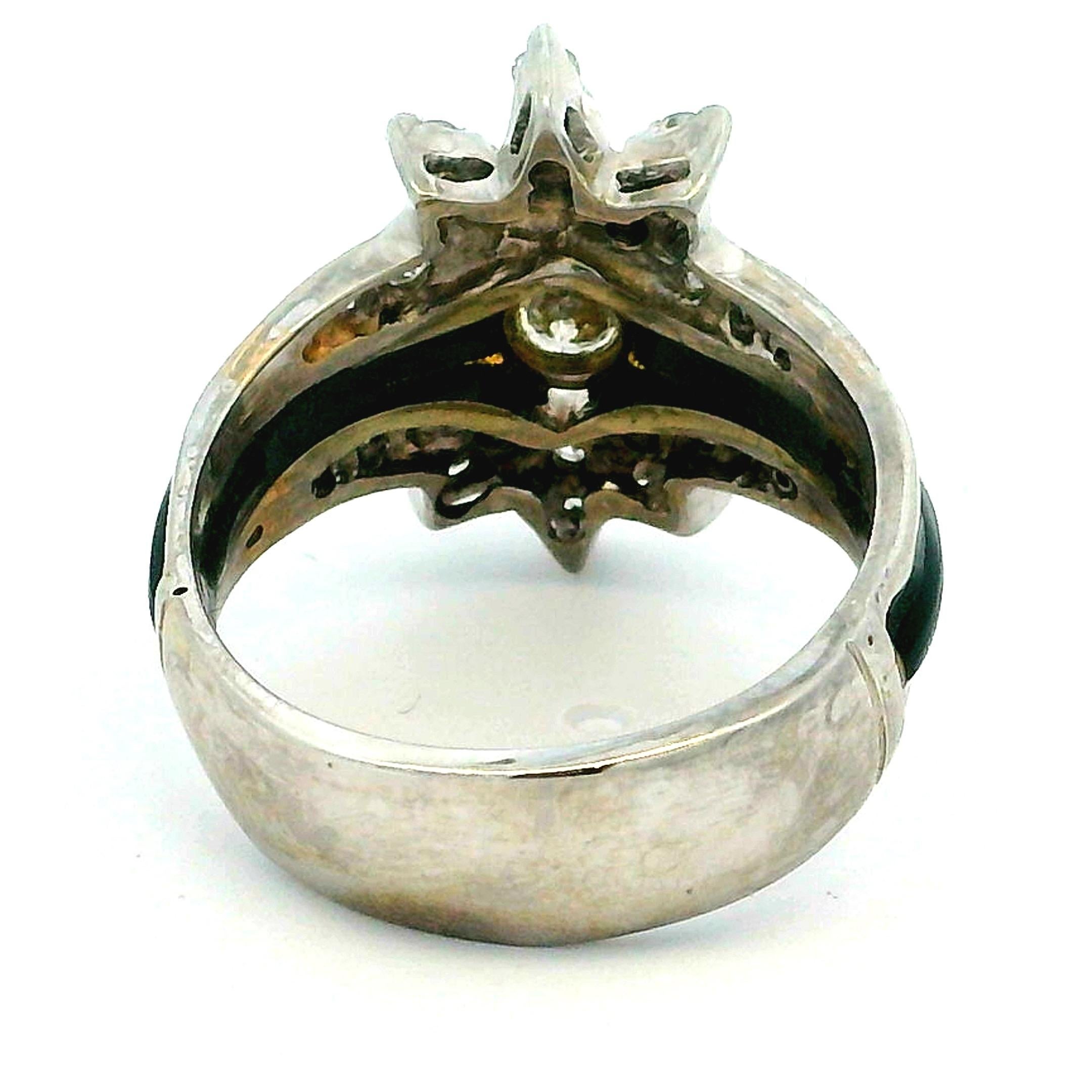 De las mujeres Anillo de Platino con Diamantes y Ónix Estilo Art Déco - 1,15 Quilates, Talla 6,75 en venta