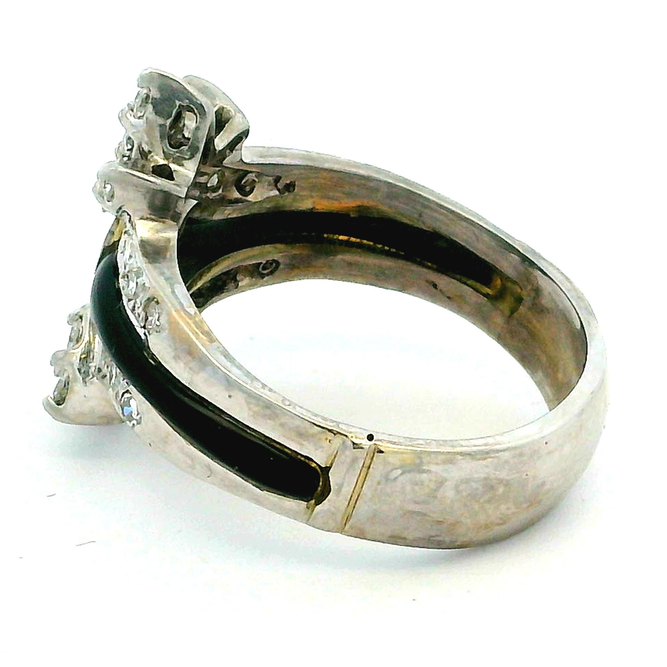 Anillo de Platino con Diamantes y Ónix Estilo Art Déco - 1,15 Quilates, Talla 6,75 en venta 1