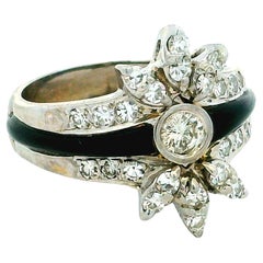 Anello in platino con diamanti e onice in stile Art Deco - 1,15 carati, misura 6,75