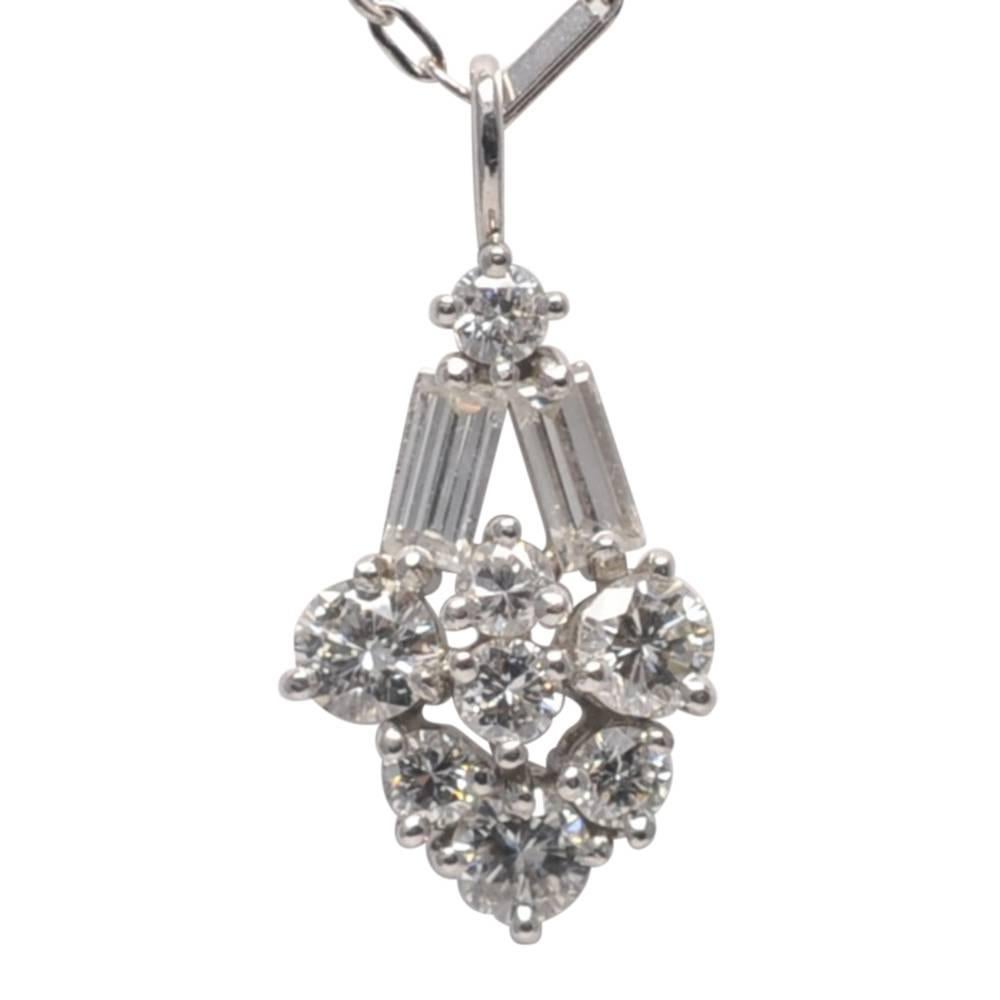 Art Deco Style Platinum Diamond Pendant For Sale 1
