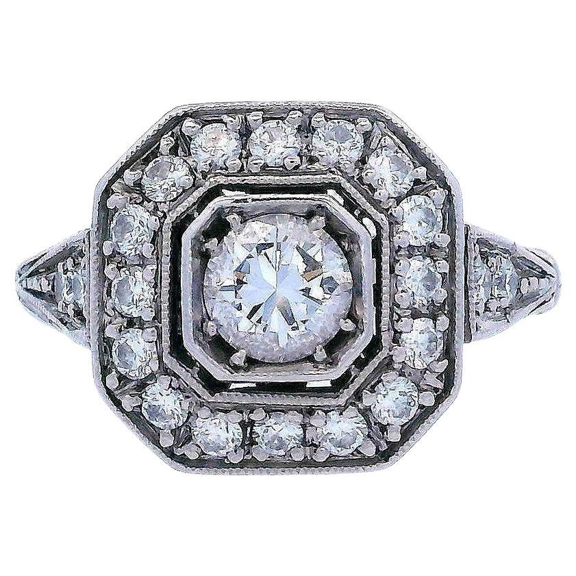 Art Deco style Platinum Ring with Diamonds