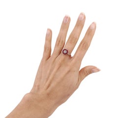 Art Deco Style Platinum Target Ring with Diamonds and Rubies