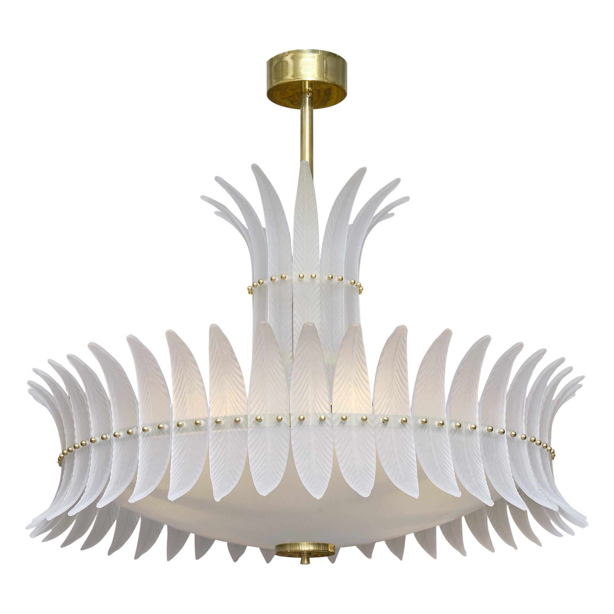 Art Deco Style "Plume" Murano Glass Chandelier For Sale