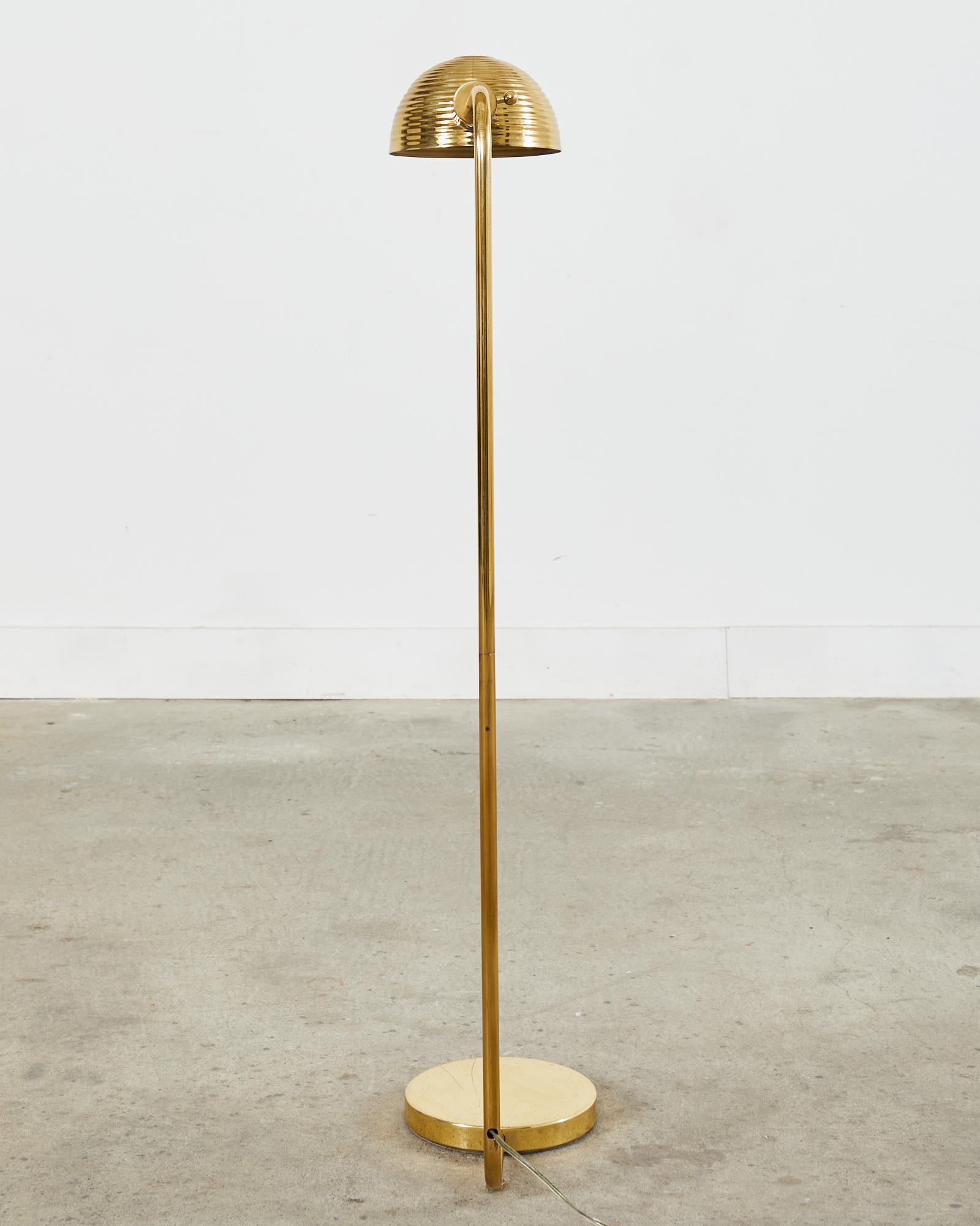 American Art Deco Style Polished Brass Task Floor Lamp For Sale