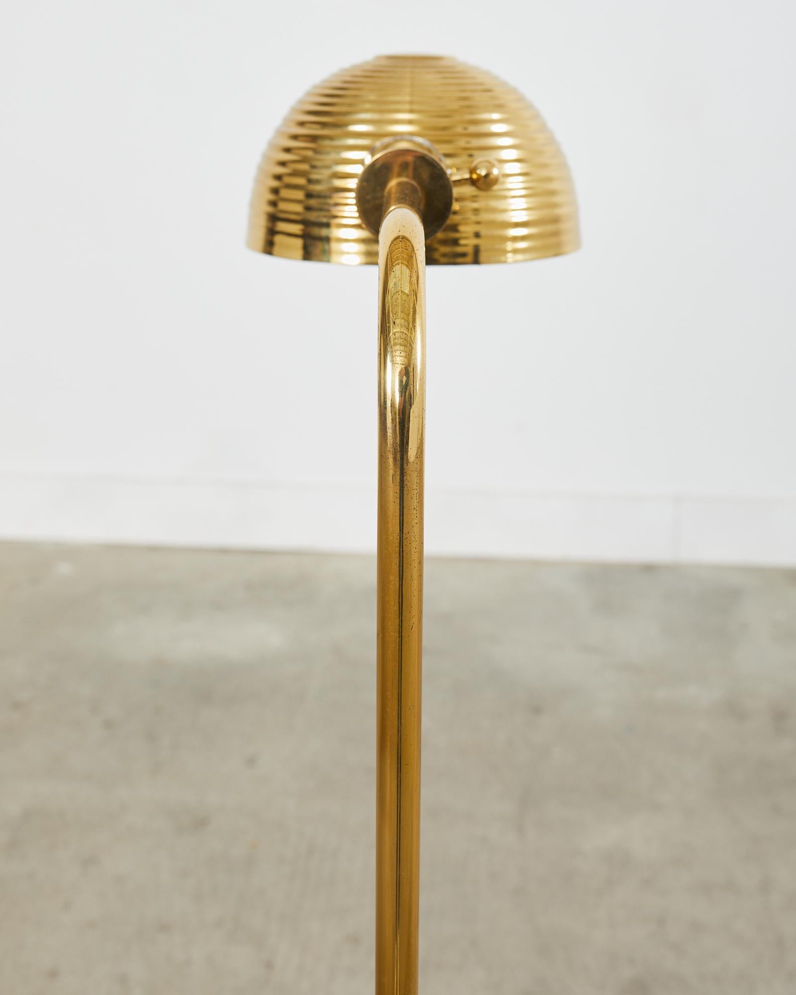 20th Century Art Deco Style Polished Brass Task Floor Lamp For Sale
