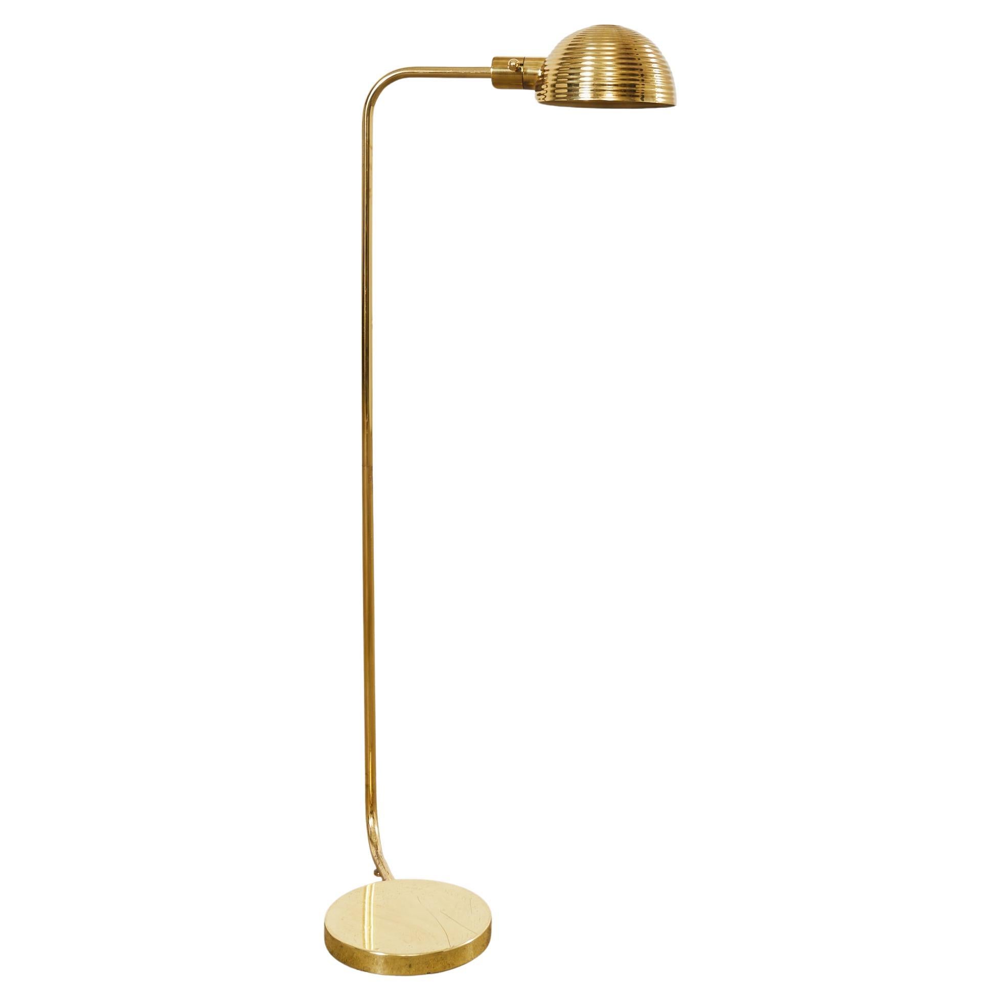 Art Deco Style Polished Brass Task Floor Lamp For Sale