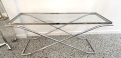 Art Deco Style Polished Chrome and Glass Console
