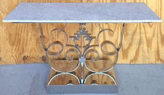 Art Deco Style Polished Chrome & Carrera Marble  Console, Manner Raymond Subes