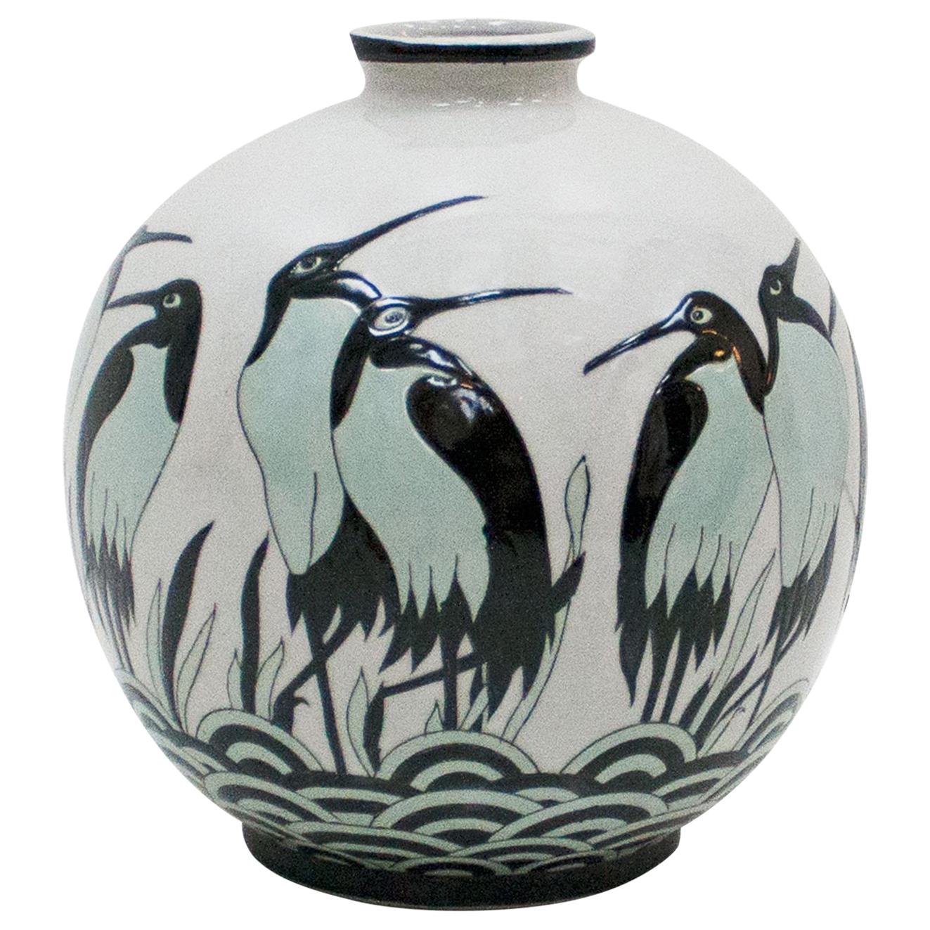 Art Deco Style Porcelain Belgian Vase
