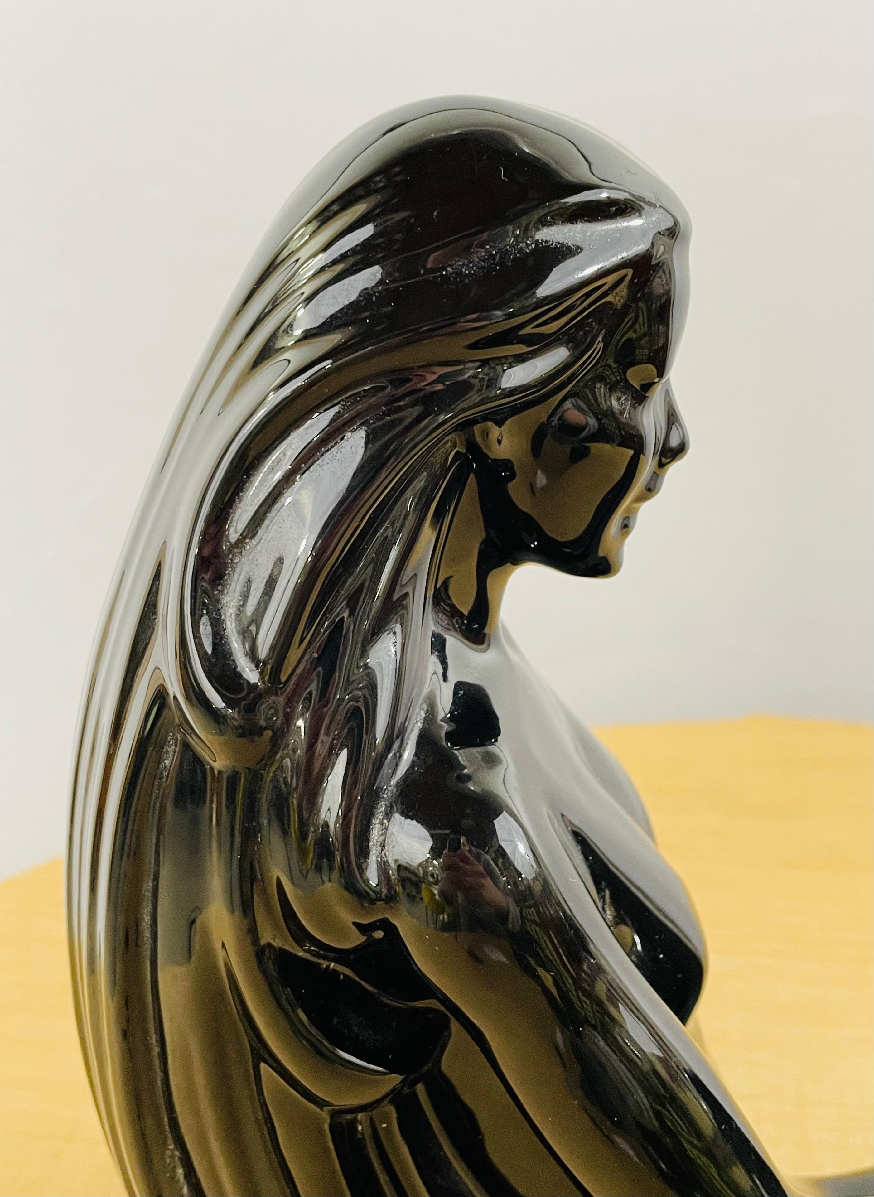 Art Deco Style Porcelain Figural Woman Sculpture Painted Black 7