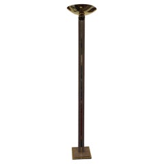 Art Deco Style Post Modern Brass and Neutral Toned Stone Torchiere Lamp