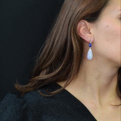 Ohrhnger im Art-dco-Stil aus lila Jade mit Lapislazuli und Diamanten