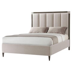 Art Deco Style Queen Size Bed, Nickel