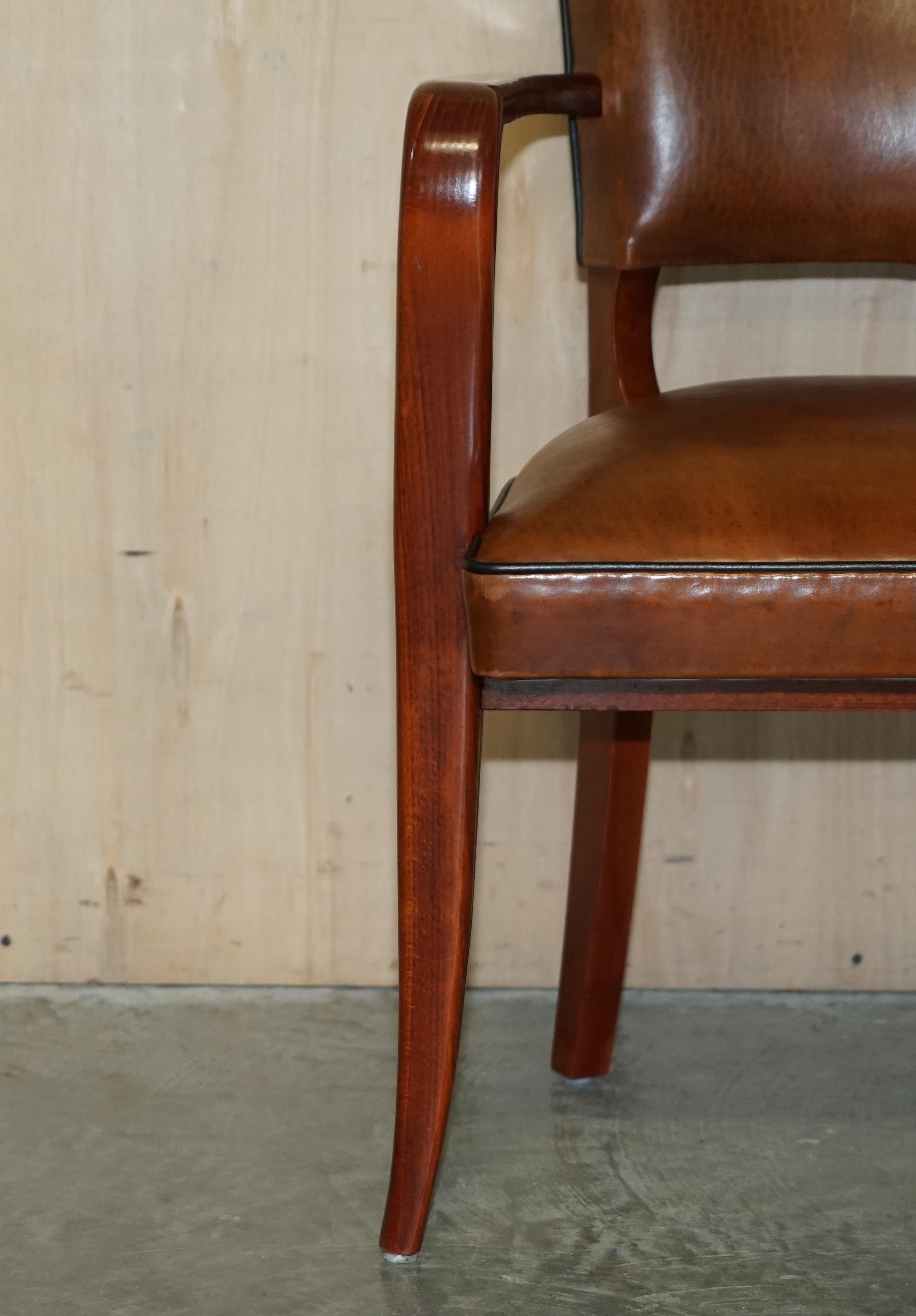Art Deco Style Ralph Lauren Brown Leather Office Desk Chair Sculpted Frame 1