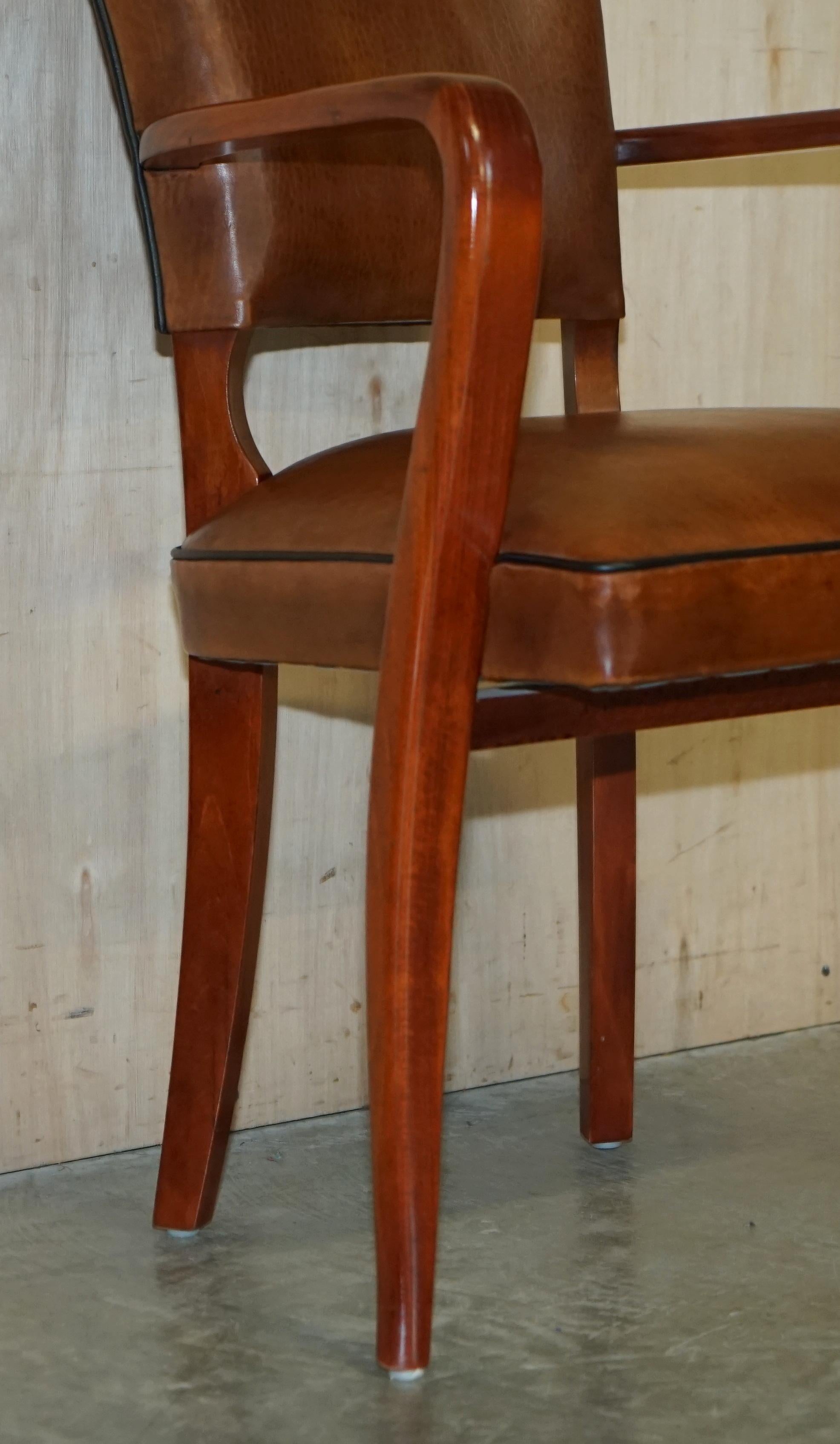 Art Deco Style Ralph Lauren Brown Leather Office Desk Chair Sculpted Frame 2
