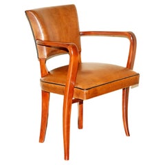 Vintage Art Deco Style Ralph Lauren Brown Leather Office Desk Chair Sculpted Frame