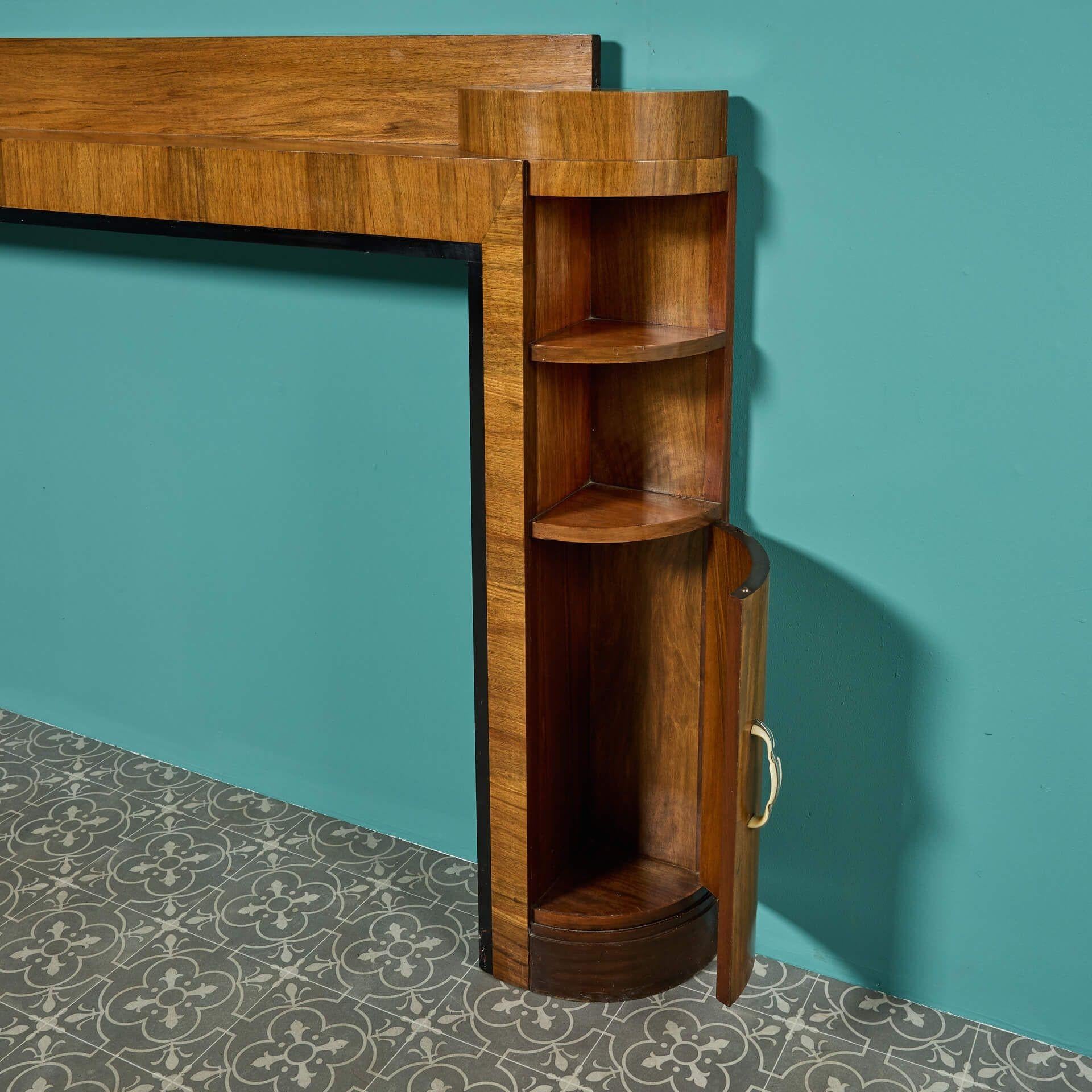 English Art Deco Style Reclaimed Walnut Mantel For Sale