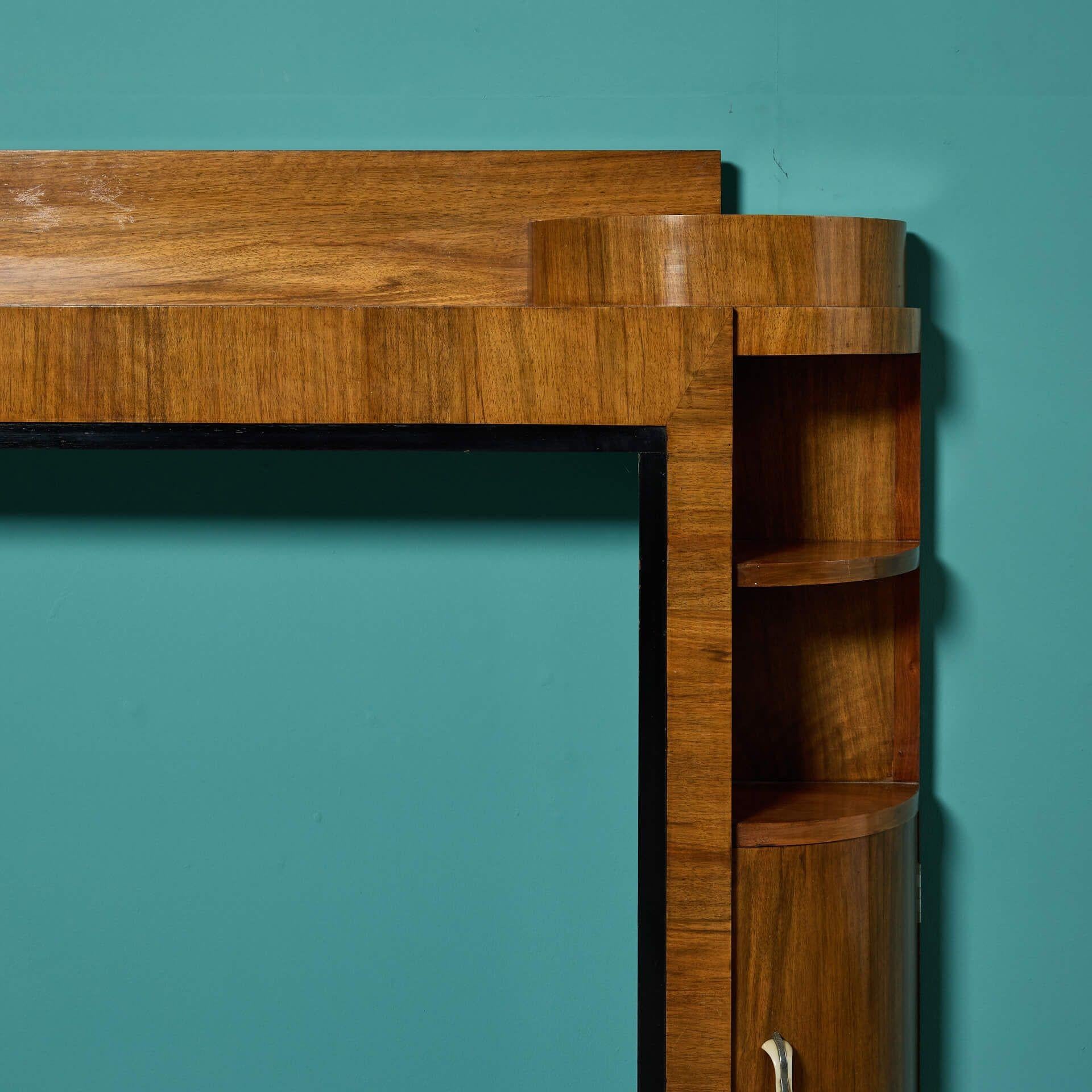 Art Deco Style Reclaimed Walnut Mantel In Fair Condition For Sale In Wormelow, Herefordshire