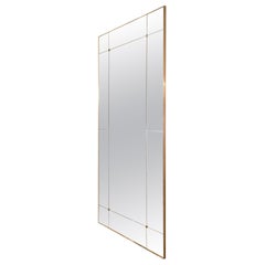 Art Deco Style Rectangular Brass Frame Window Pane Look Mirror Customizable