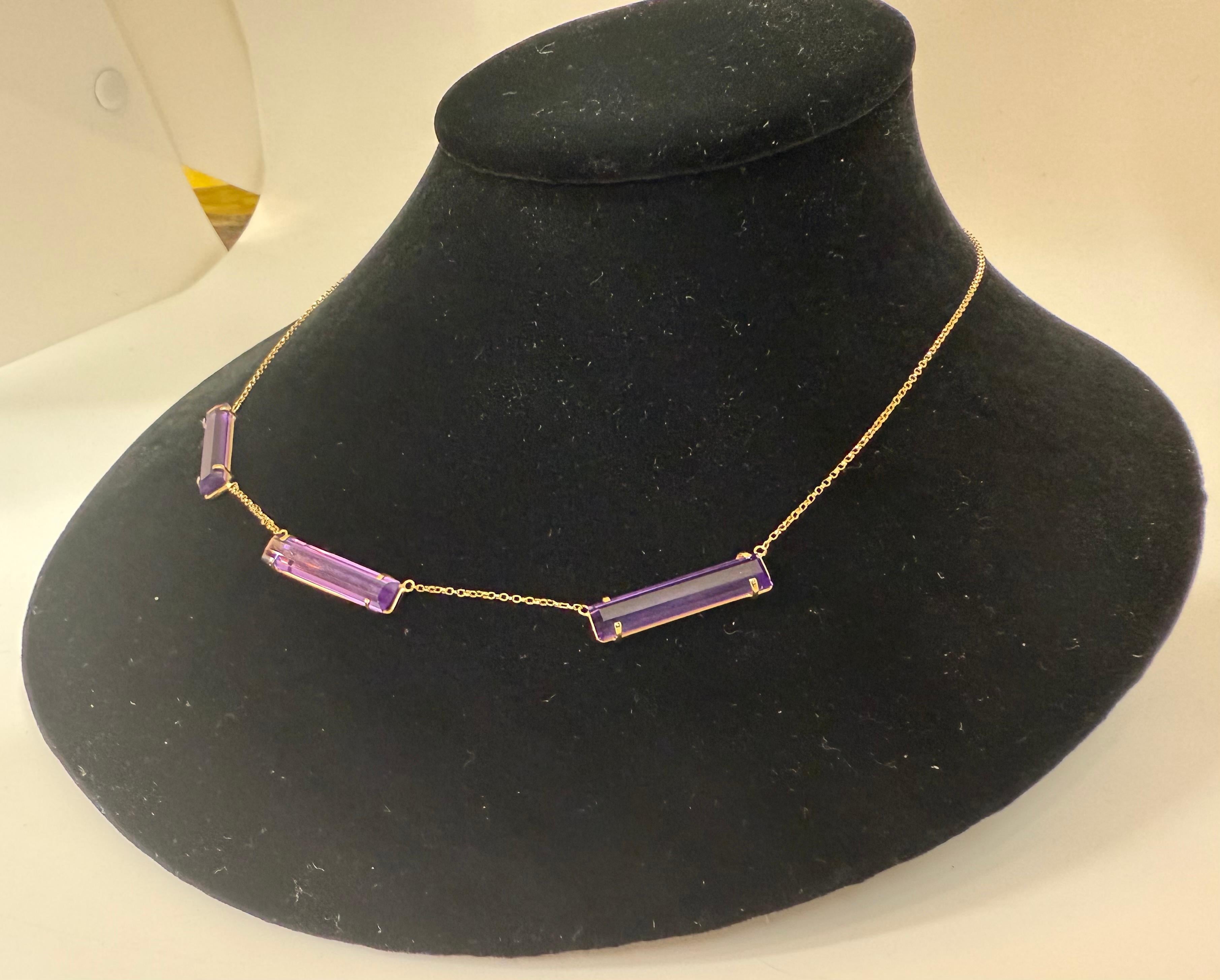 Art Déco Collana in oro rosa 18 carati con ametista taglio rettangolare in stile Art Deco in vendita