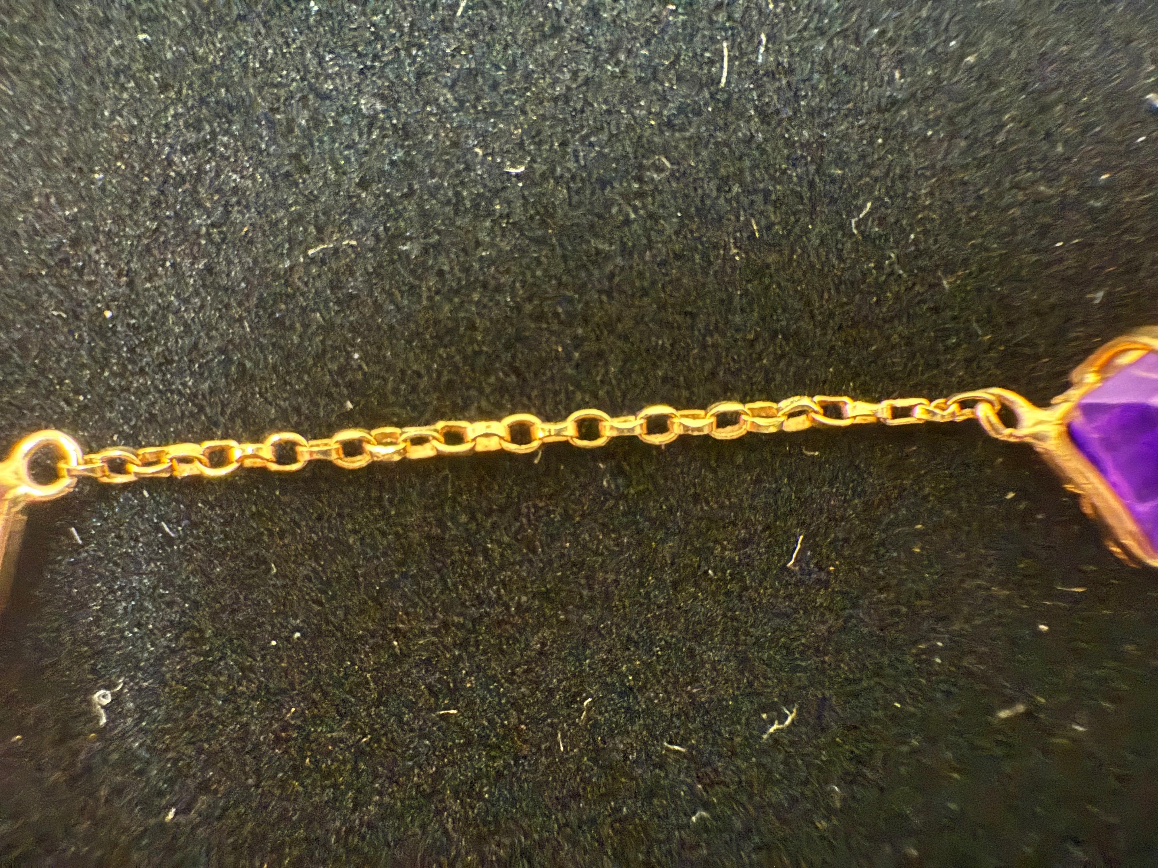 Collana in oro rosa 18 carati con ametista taglio rettangolare in stile Art Deco in vendita 2