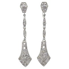 Art Deco Style Rhinestone Dangle Earrings, 1950
s