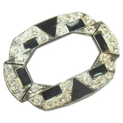 Broche/alfiler de brillantes y esmalte estilo art déco - Sin firmar - Mediados del siglo XX