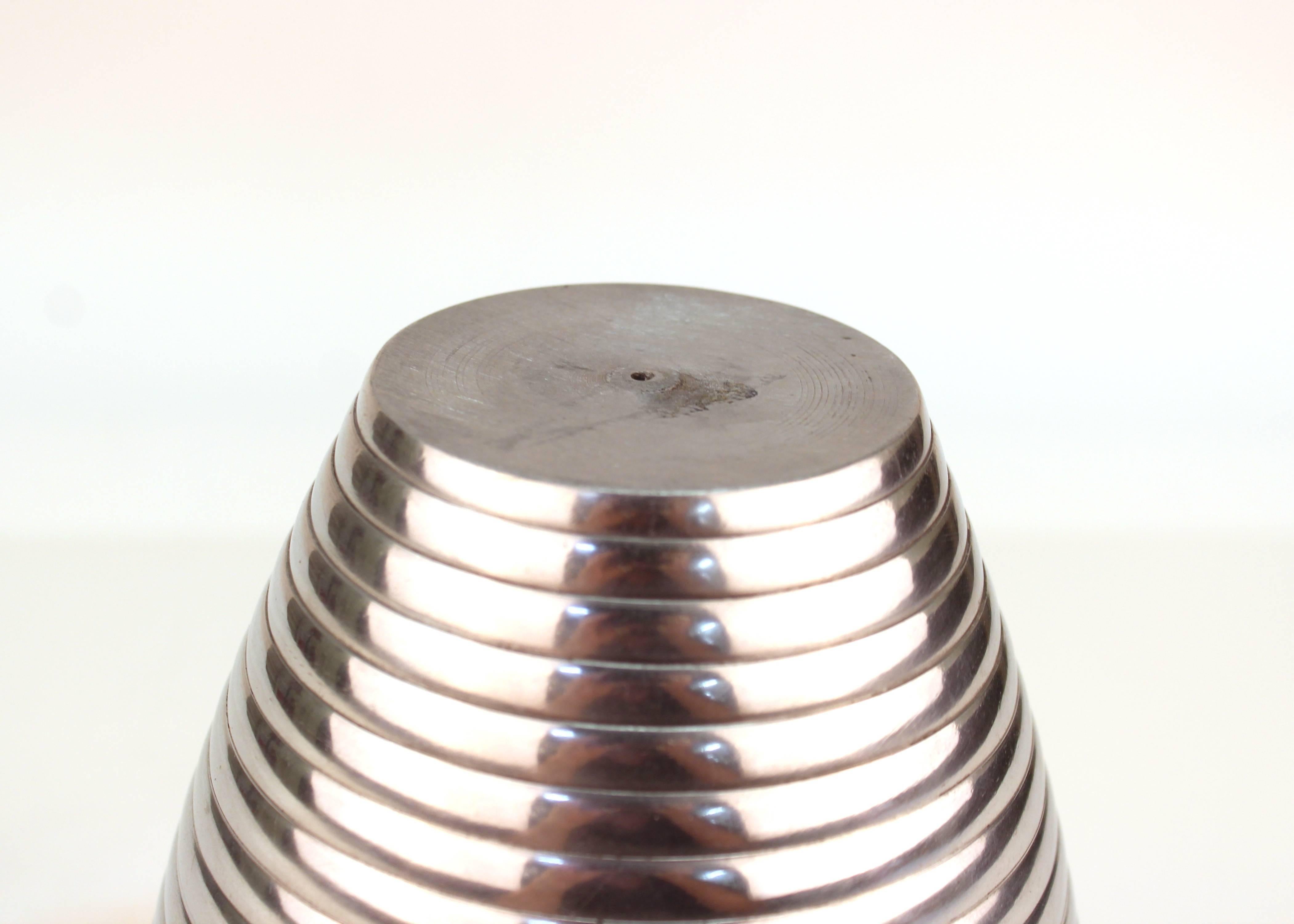 20th Century Art Deco Style Ribbed Metal Vase