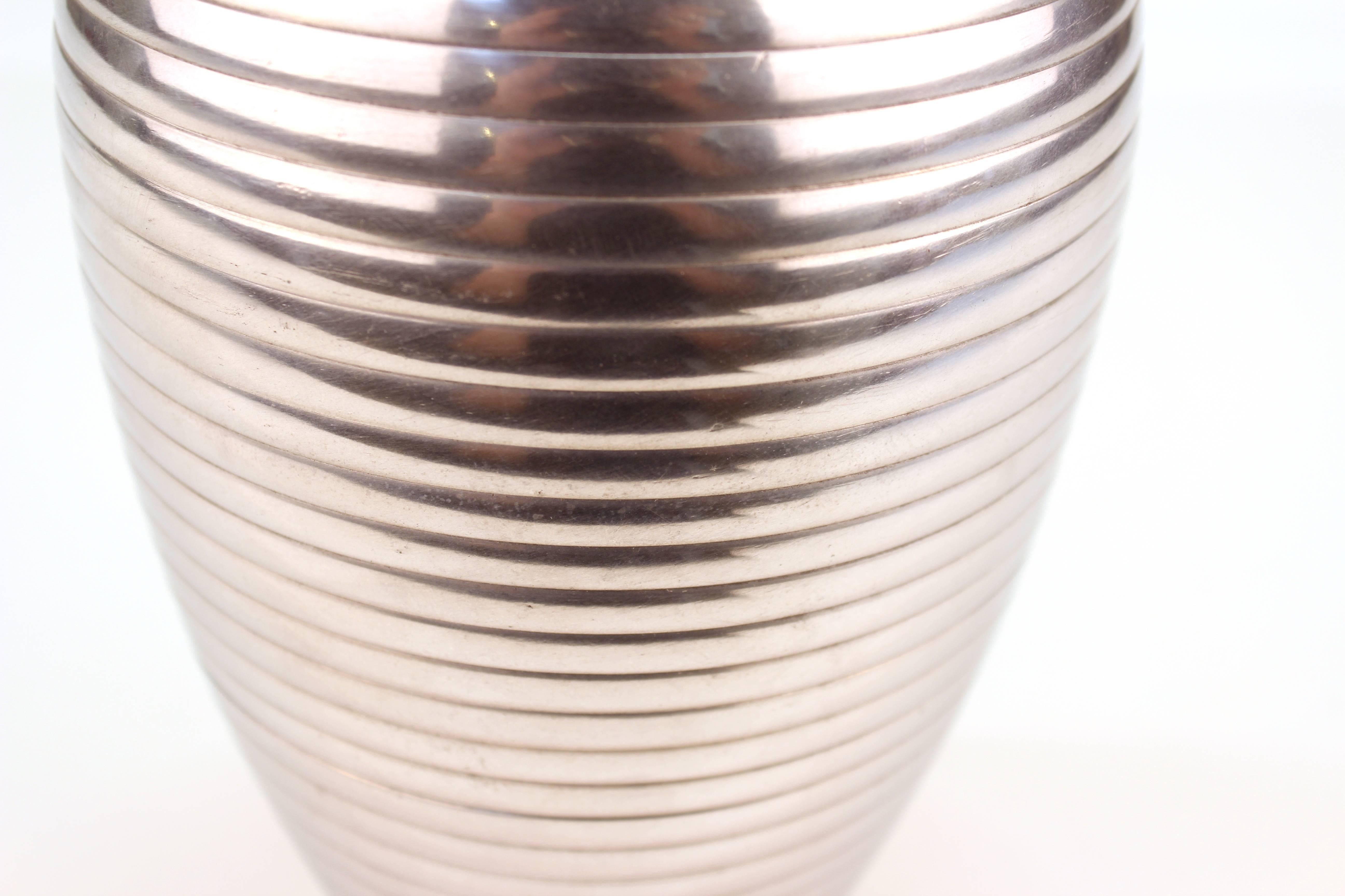 Art Deco Style Ribbed Metal Vase 2